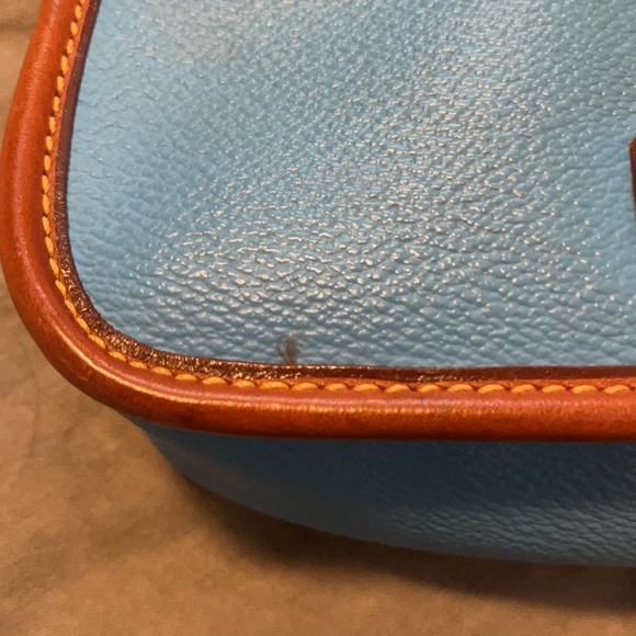 Authentic Dooney and Bourke Blue & Brown Crossbody Purse - Picture 6 of 7